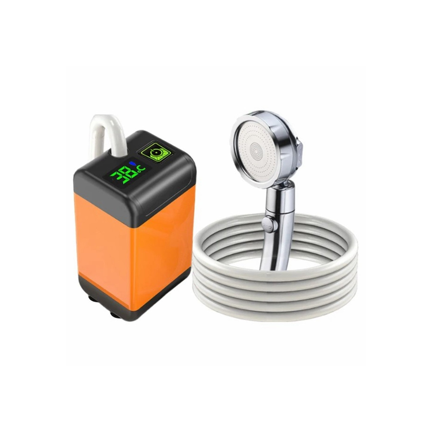 7800mAh camping electric shower with smart temperature monitoring + 3 spray modes