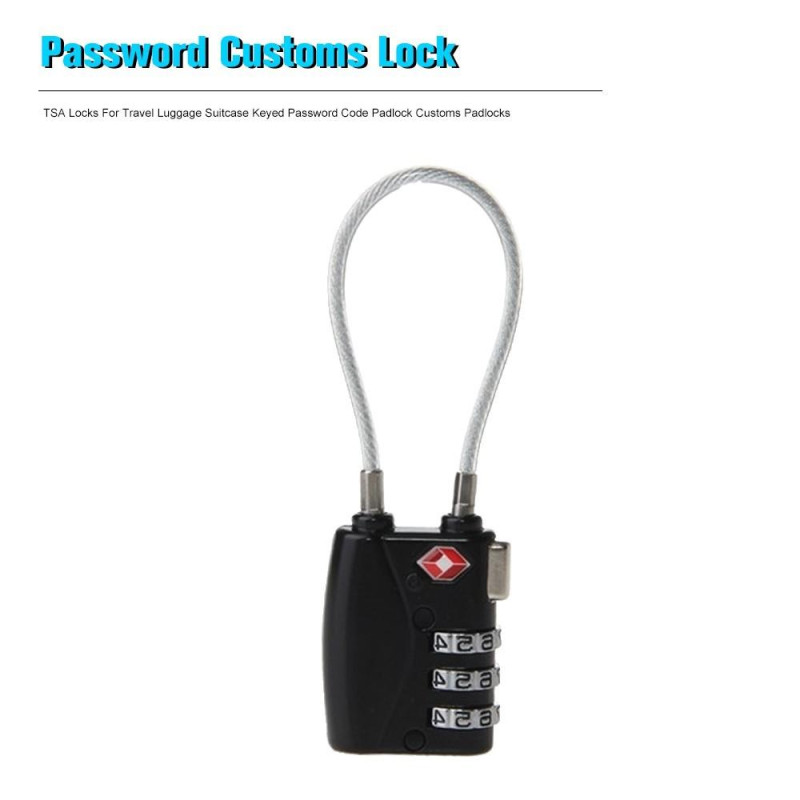 TSA Kombination Wirerope Lås til Lynlås Bagage - Sort