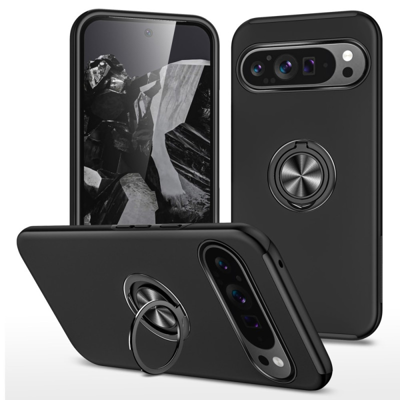 For Google Pixel 9 / Pixel 9 Pro Finger Ring Kickstand Hybrid Case - Black