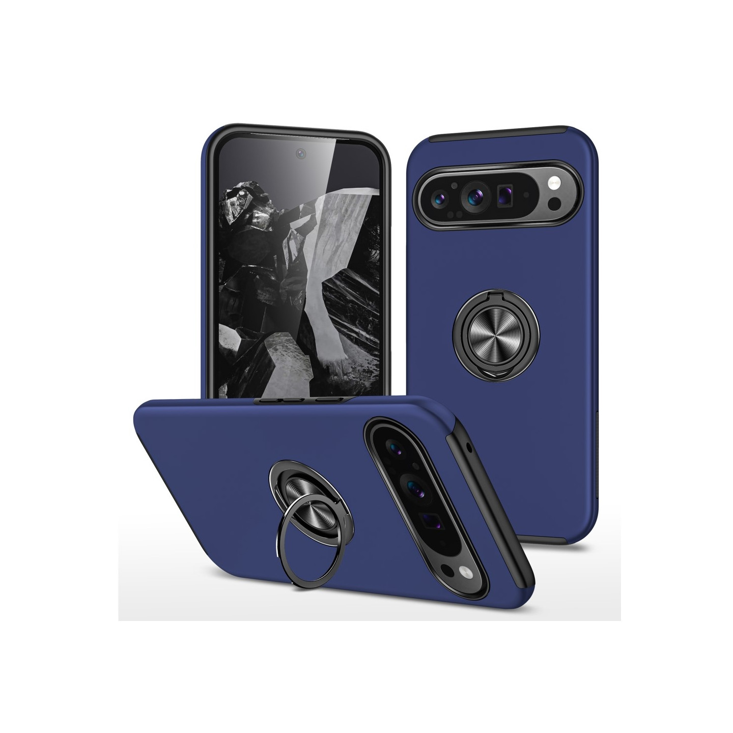 Google Pixel 9 / Pixel 9 Pro sormenrengasjalustan hybridikotelo