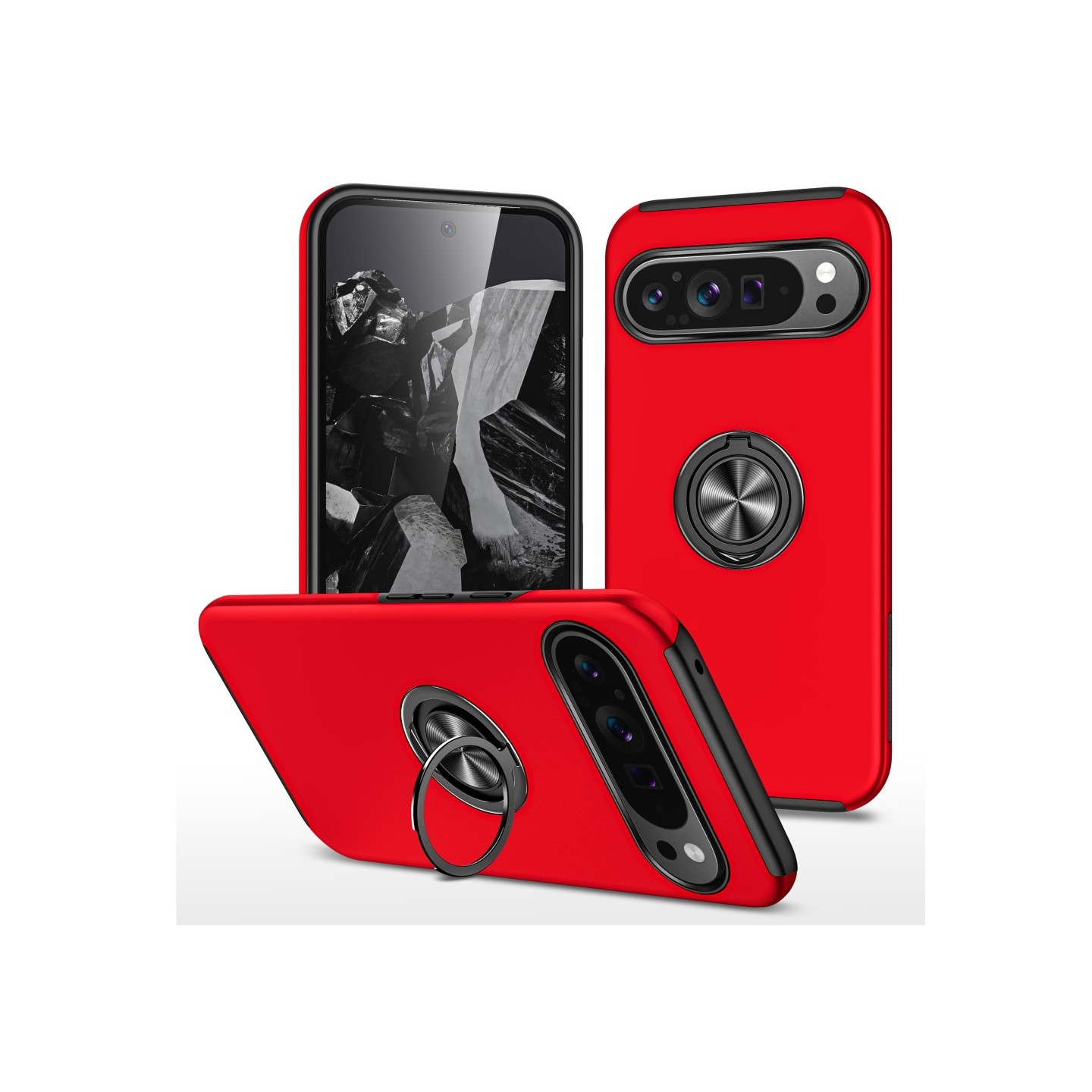 For Google Pixel 9 / Pixel 9 Pro Finger Ring Kickstand Hybrid Case