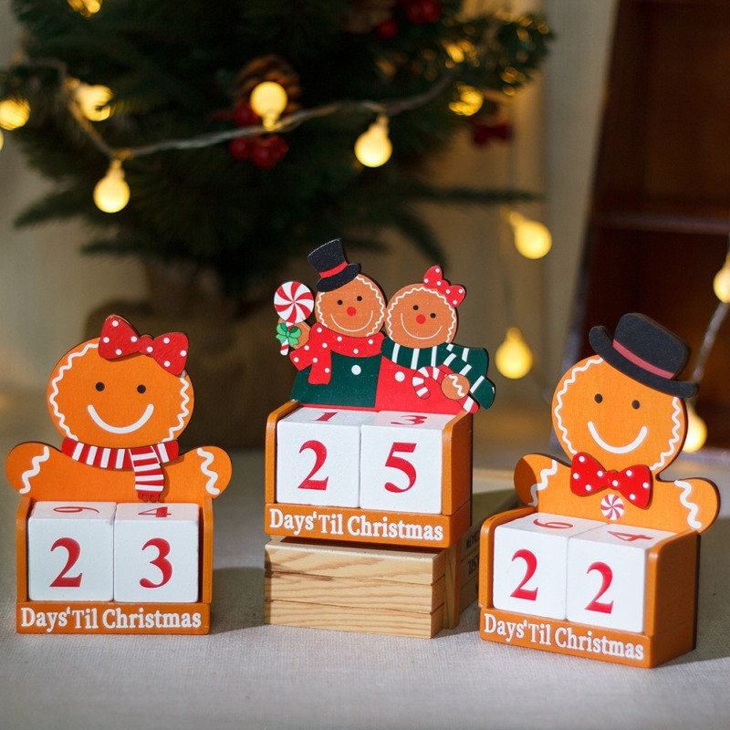 Countdown to Christmas gingerbread man Wooden advent calendar
