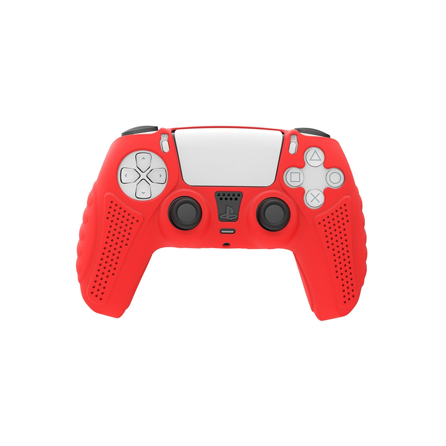 HONSON Protective Case Shell for Sony Playstation 5 Anti - Slip Silicone Skin Cover - Red