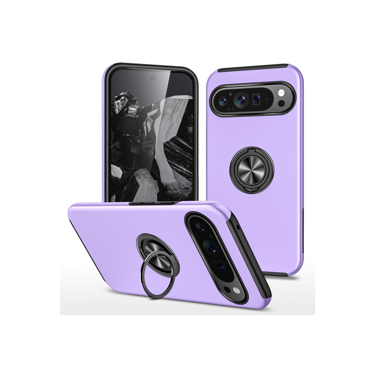 Til Google Pixel 9 / Pixel 9 Pro Fingerring Kickstand Hybrid Taske