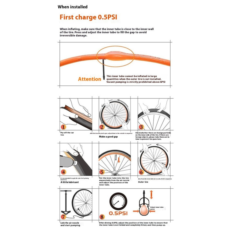 Ultralight Bike Hose with 2 Tire Repair Patches - 700C Presta Valve 65mm
