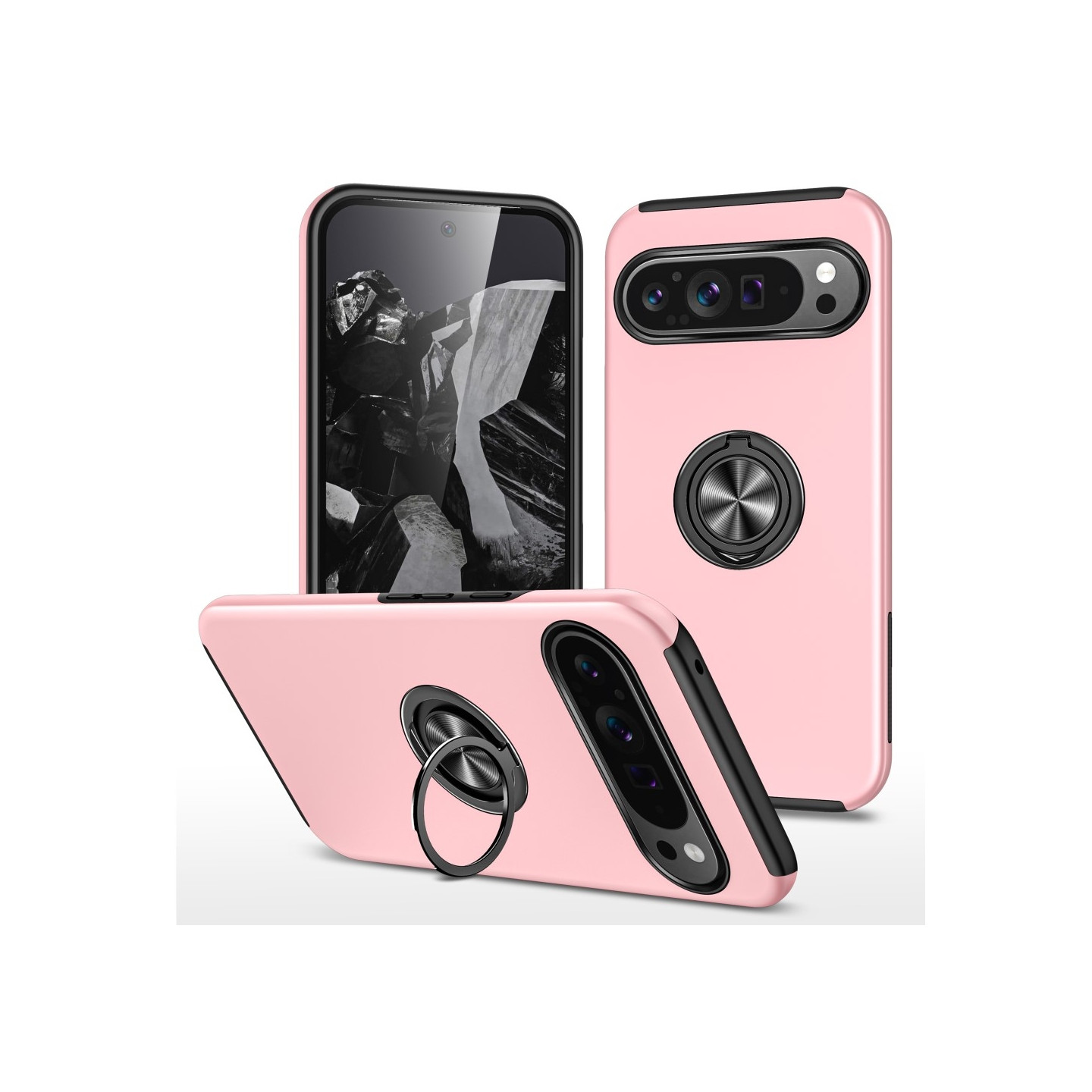 Google Pixel 9 / Pixel 9 Pro sormenrengasjalustan hybridikotelo