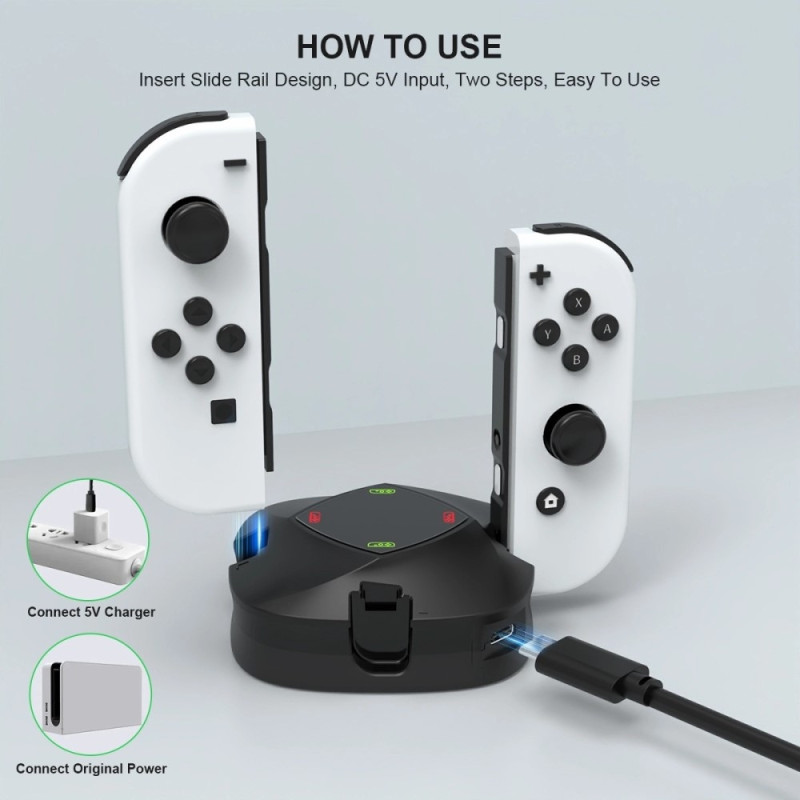Compatible with Nintendo Switch + OLED Joy - Con Controller 4 - in - 1 Charging Station