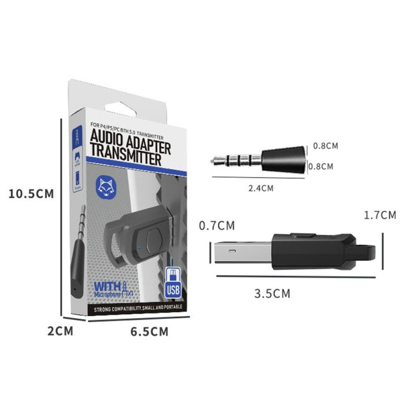 Sony PS5 PS4 PC - kuulokkeille Bluetooth USB 3.5mm Audio Transmitter Langaton vastaanotin