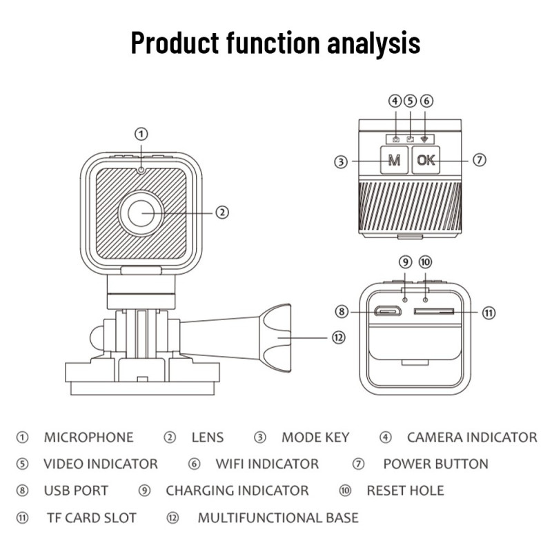 1080P HD vedenpitävä ulkourheilupyöräkamera WiFi - videonauhurikamera