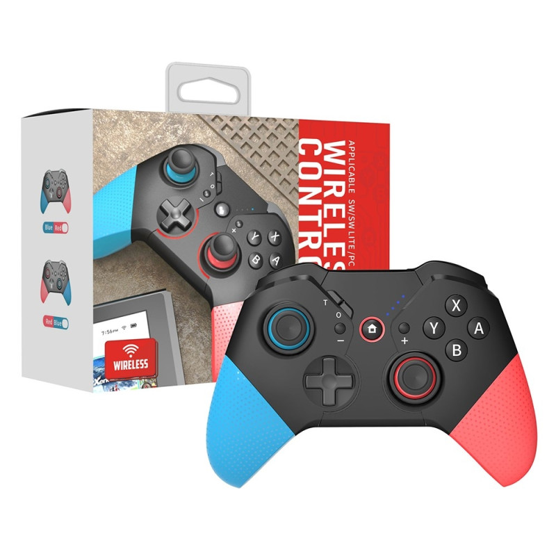 Kompatibel med Nintendo Switch trådløs spillkontroller vibrasjonsdesign - blå+rød