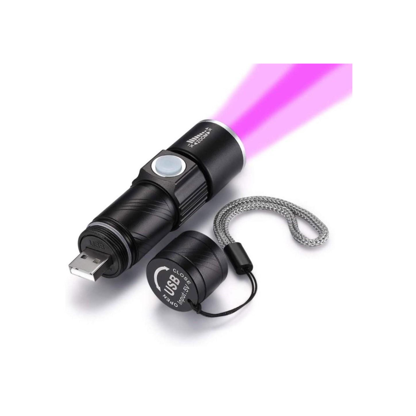 UV - taskulamppu USB ladattava 395nm LED - ultraviolettivalotunnistin