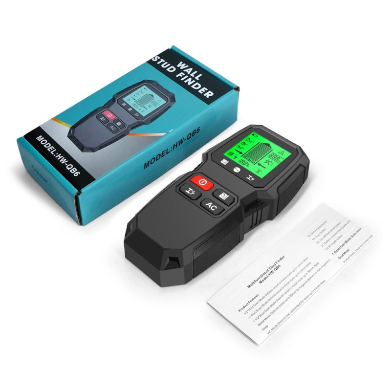 5 in 1 LCD - seinänastaetsin reunan keskipisteen puuvirran metallin AC Live Wire Detector