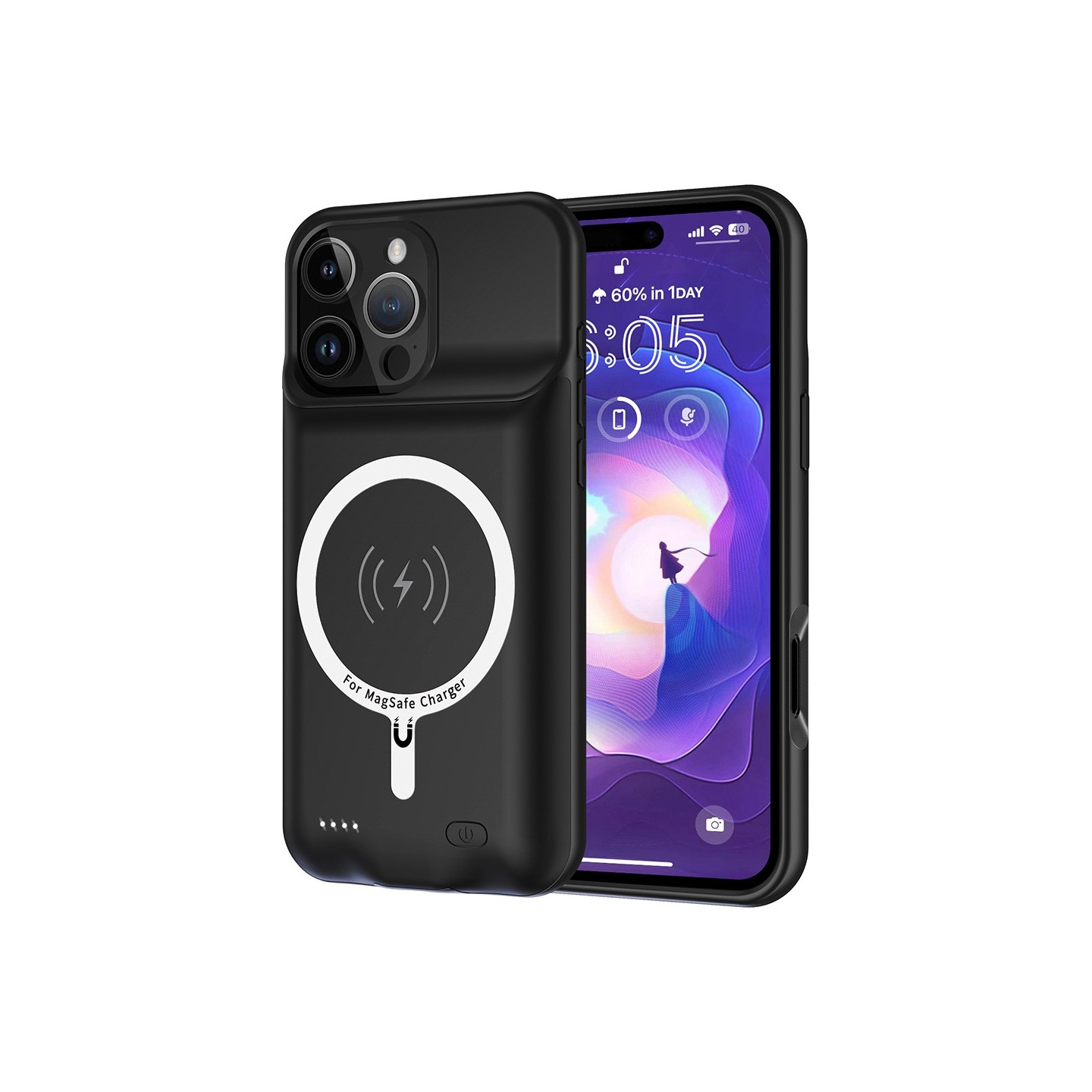 iPhone 16 Pro kannettavalle laturikotelolle 7000 mAh PowerBank, joka on yhteensopiva MagSafen kanssa