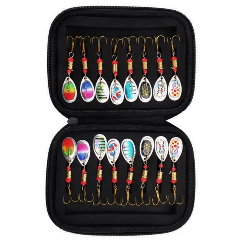 16 stk 3g metal spinner lokkemad Fiskelokke med opbevaringstaske - A