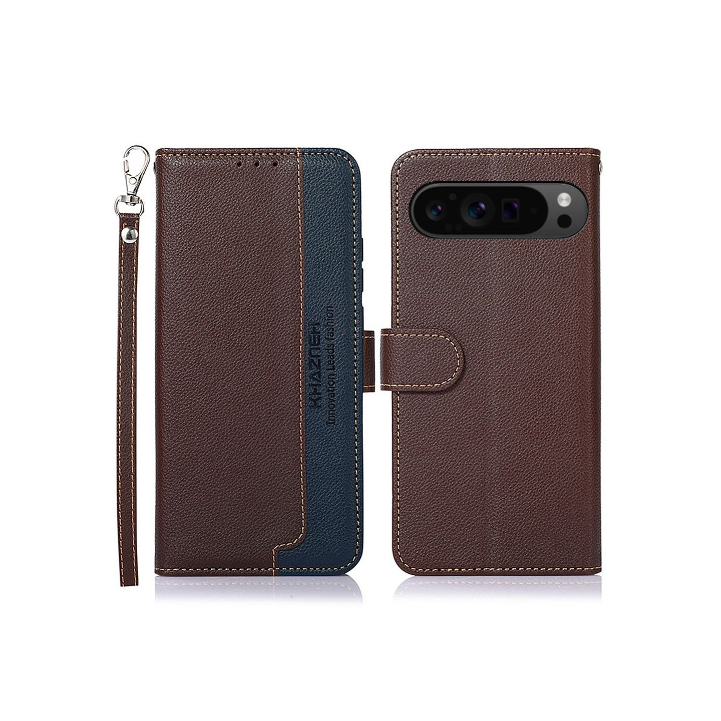 KHAZNEH Til Google Pixel 9 / Pixel 9 Pro Pung Etui Litchi Struktur Telefoncover