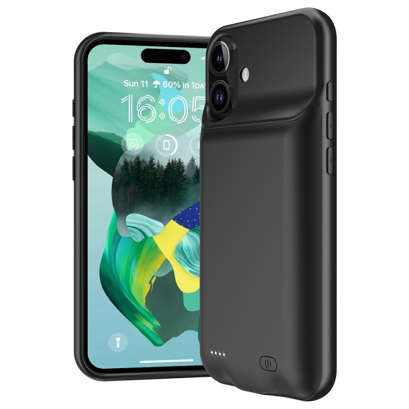 For iPhone 16 Plus 7000mAh oppladbart batterideksel Ladetui Powerbank