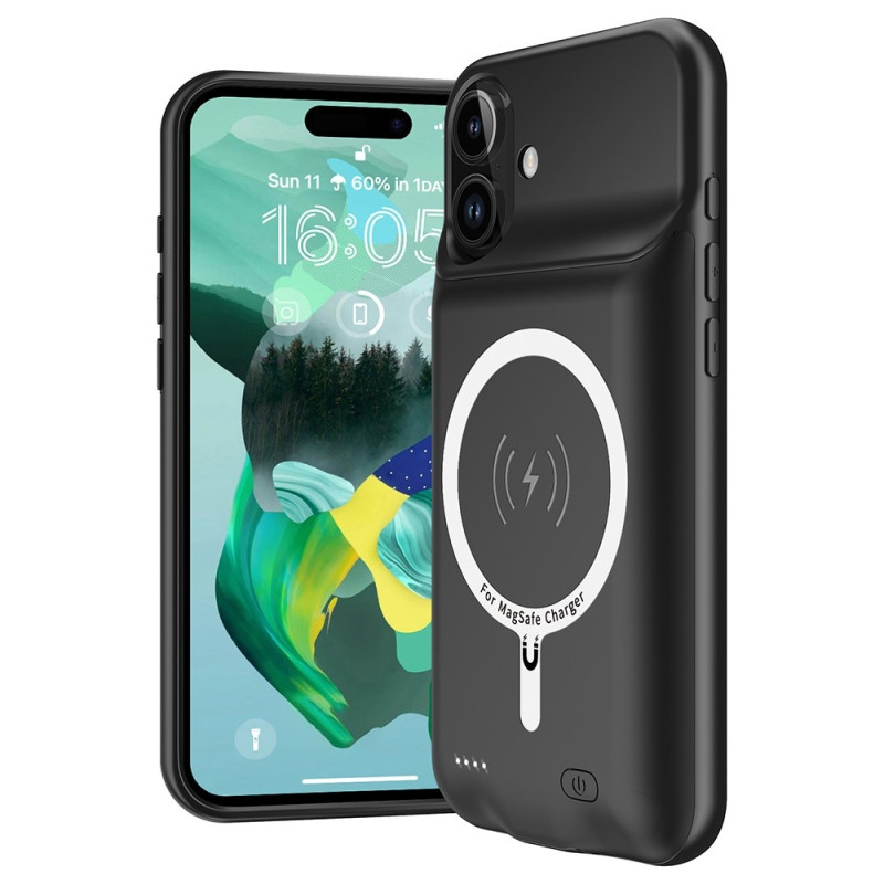 For iPhone 16 Plus Portable Charger Case 7000mAh PowerBank compatible with MagSafe