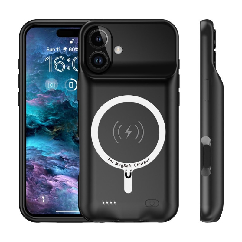 iPhone 16 Plus kannettavalle laturikotelolle 7000 mAh PowerBank, joka on yhteensopiva MagSafen kanssa