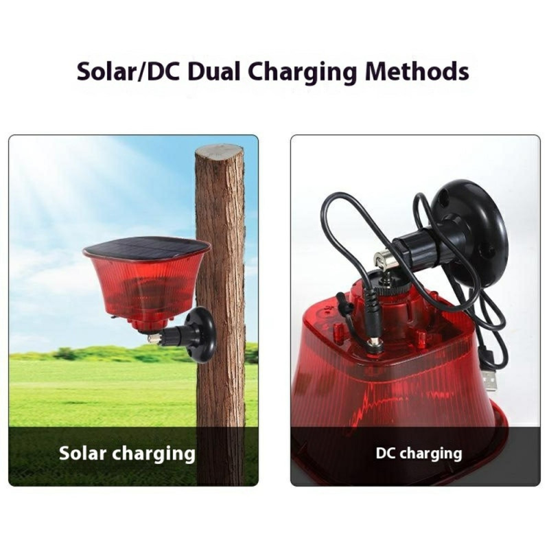 Afskrækkende soldrevet fugleskræmsel alarm lampe LED-strobe frugt grøntsager