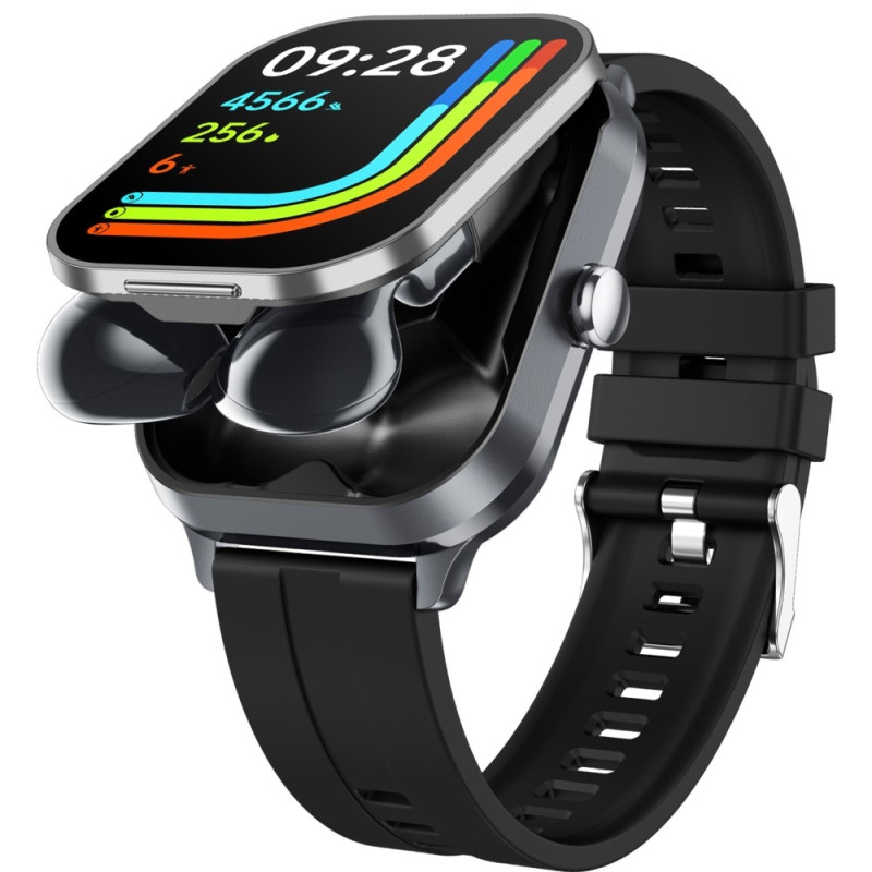 D8 Pro 2 - in - 1 Bluetooth Headphones & Smart Watch Health Monitoring Steel Strap