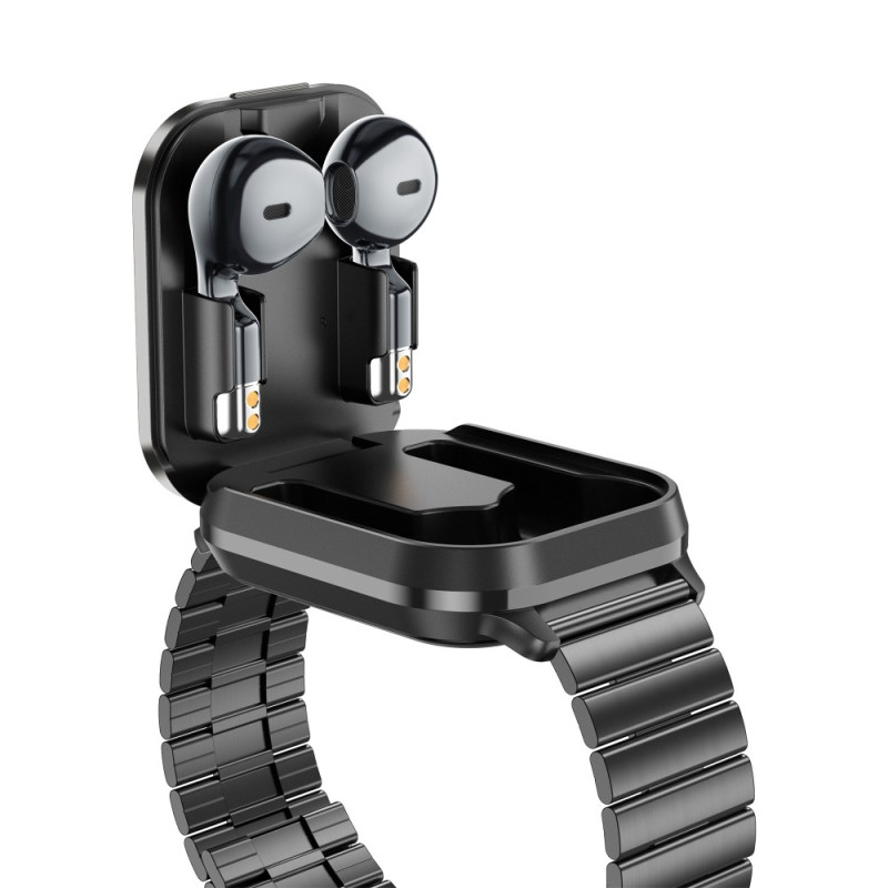 D8 Pro 2 - in - 1 Bluetooth Headphones & Smart Watch Health Monitoring Steel Strap