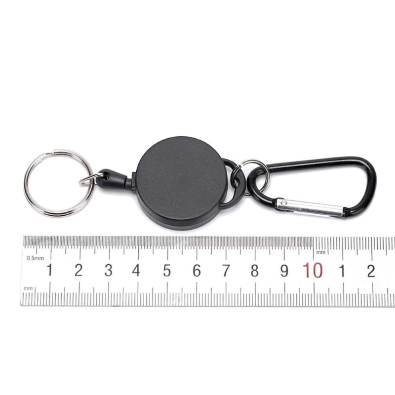 Retractable Key Chain Badge Reel Holder Carabiner Clip - Musta