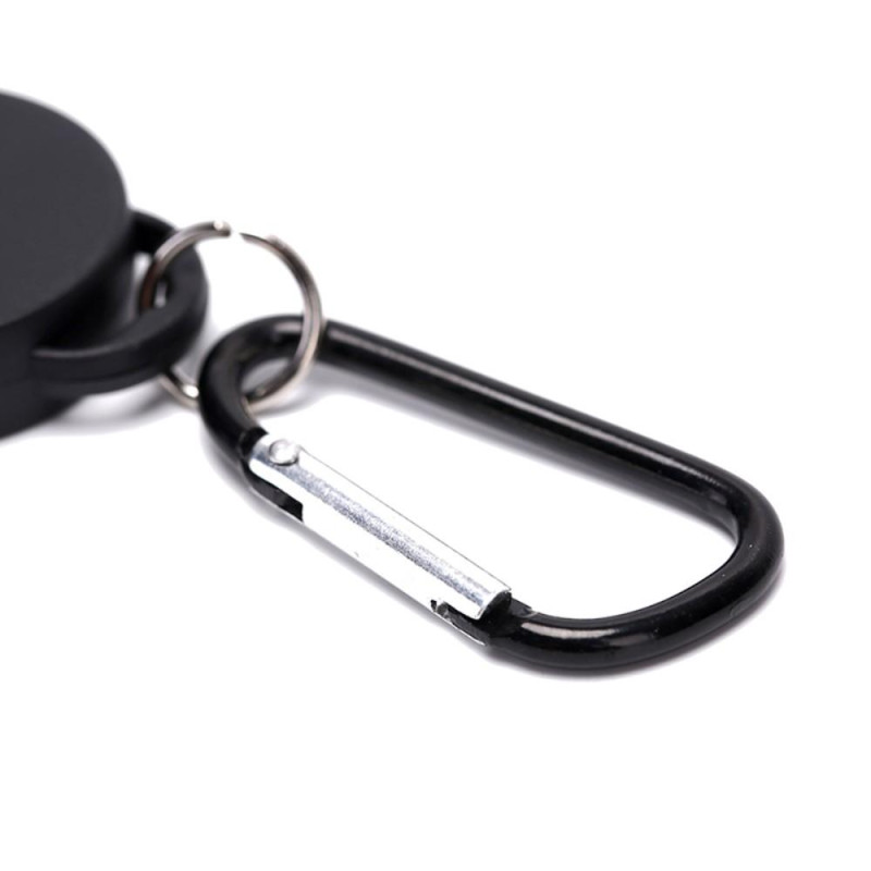 Retractable Key Chain Badge Reel Holder Carabiner Clip - Musta