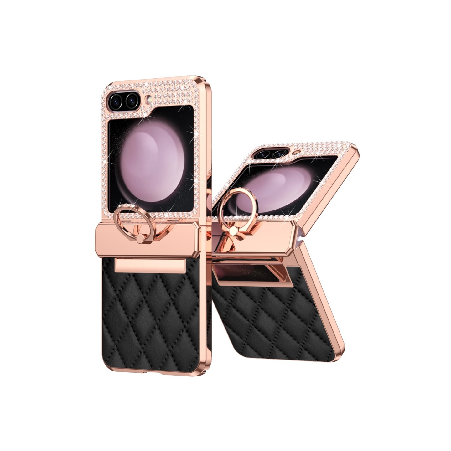 Samsung Galaxy Z Flip6 5G Kotelo Timantti Koristeilla ja Ruutukuvioilla