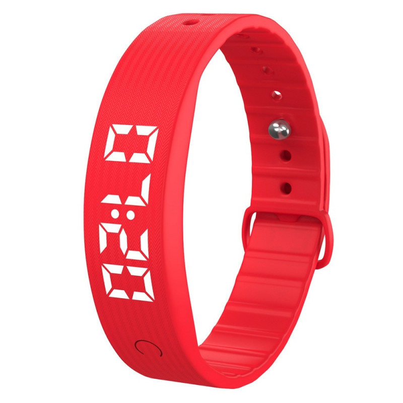 Smart bracelet vibrating alarm sleep monitoring digital display - Red