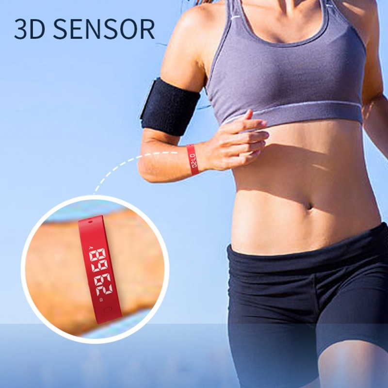 Smart bracelet vibrating alarm sleep monitoring digital display - Red