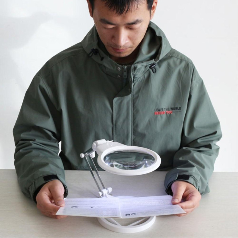 Foldable Desk - type LED Magnifier 130mm 2.5X 5X Magnifying Glass