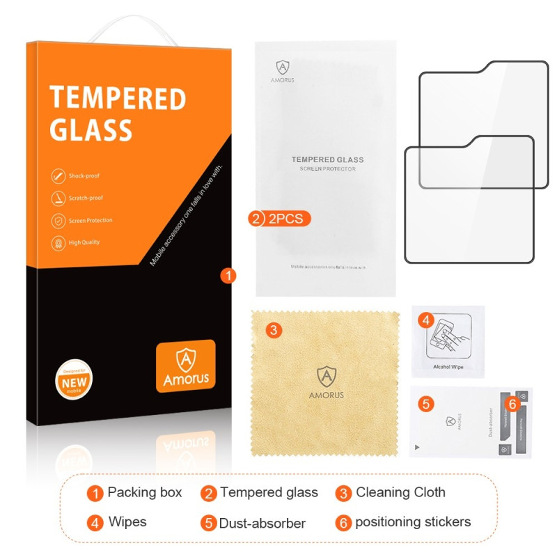 AMORUS til Samsung Galaxy Z Flip6 Skjermbeskyttere i Herdet Glass 2 - Pack