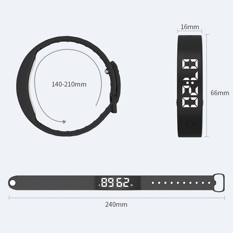 Smart bracelet vibrating alarm sleep monitoring digital display - Blue