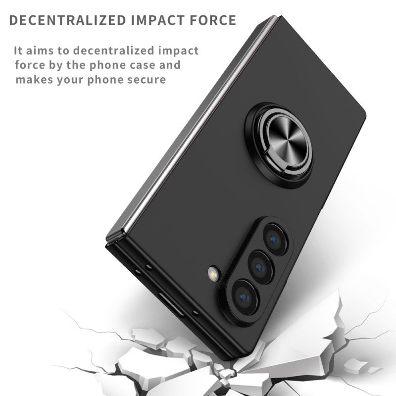 Samsung Galaxy Z Fold6 5G Iskunkestävä TPU+PC Kickstand Puhelinkotelo Autoteline Metallilevy - Musta