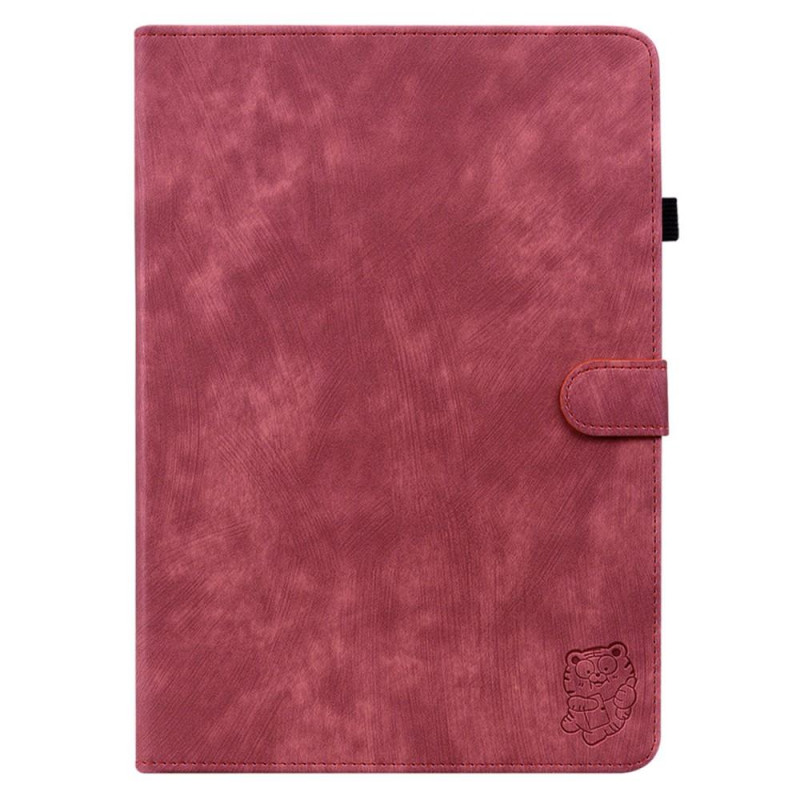 Nokia T21 koteloon painettu söpö tiikeri tabletin kansi kortin pidike - punainen