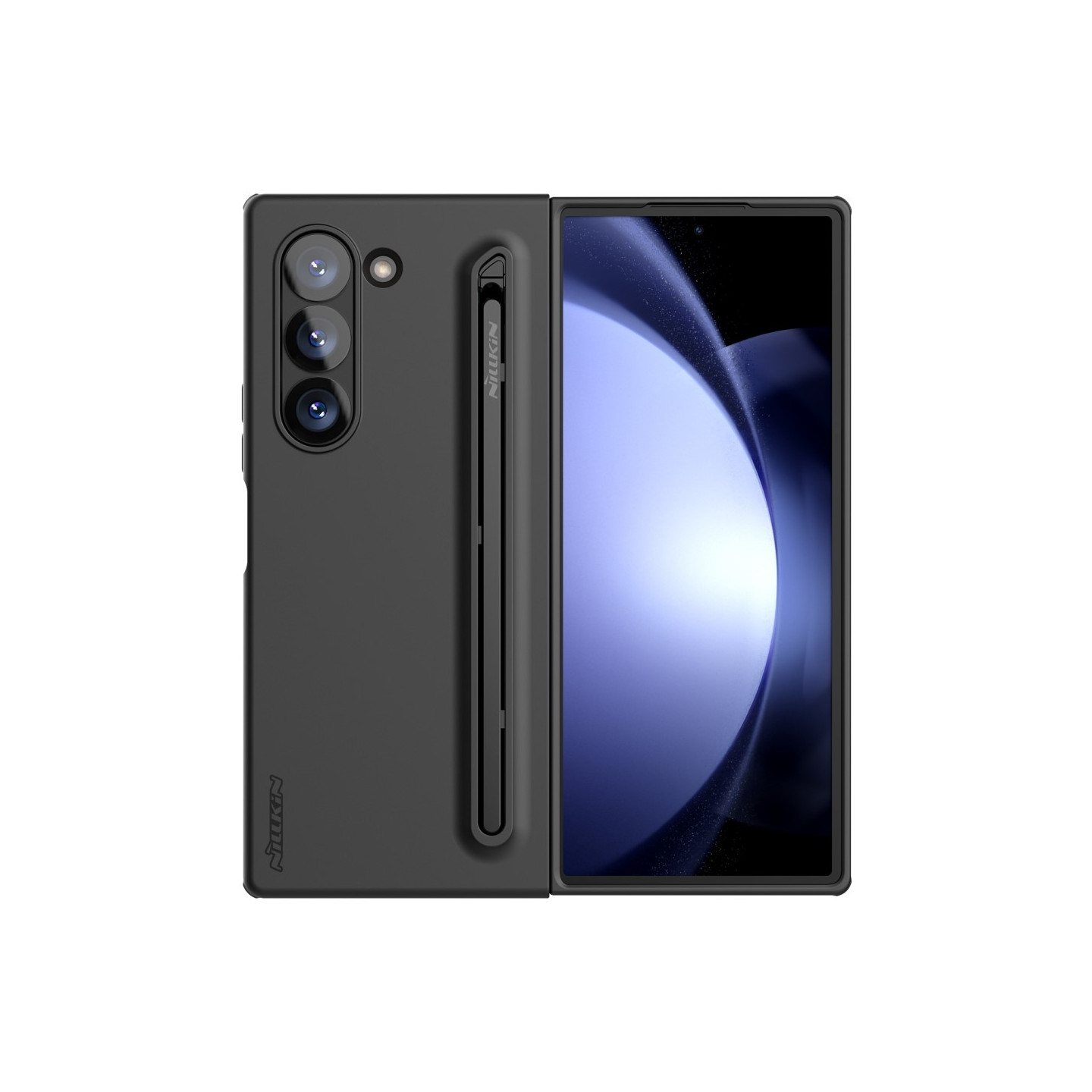 NILLKIN Flex Pure Fold Case for Samsung Galaxy Z Fold6 5G Silicone+PC Phone Cover with Stylus Pen - Black