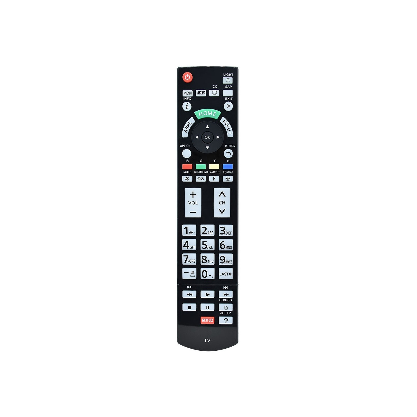 TV - fjernkontroll erstatning for N2QAYB000862 for Panasonic TV med brukervennlig knapp