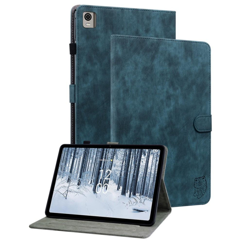 Nokia T21 Deksel med Trykt Søt Tiger+Kortholder - Blå