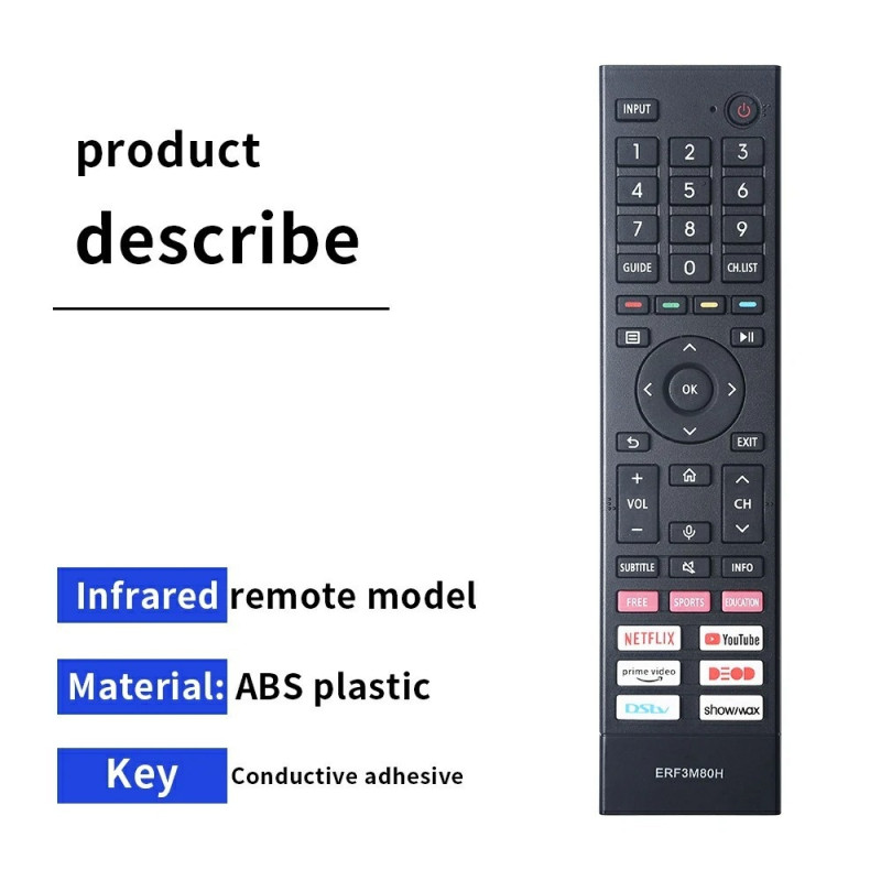 Erstatning av TV - fjernkontroll for ERF3M80H for Hisense TV