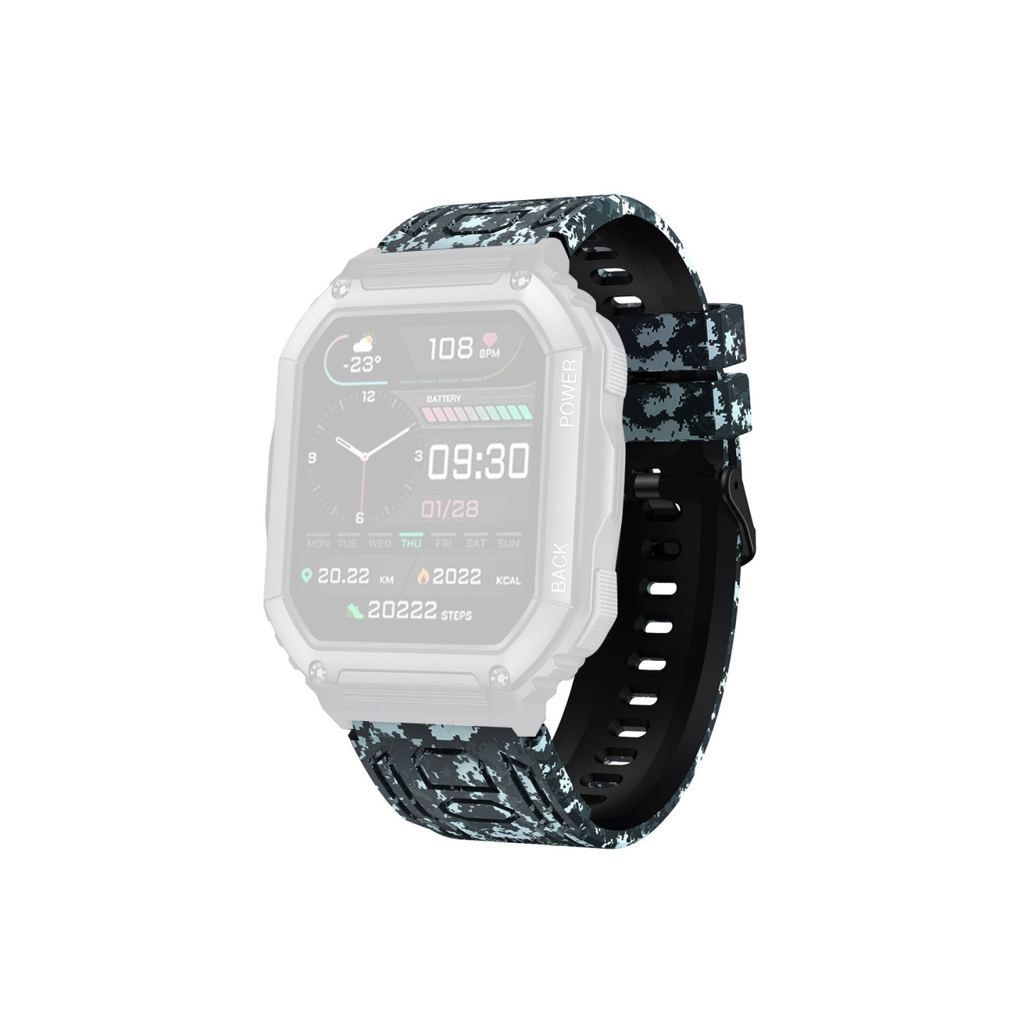 Armbånd til Garmin Fenix 7 / 7 Pro / 6 / 5 22 mm Silikone - Camouflage sort