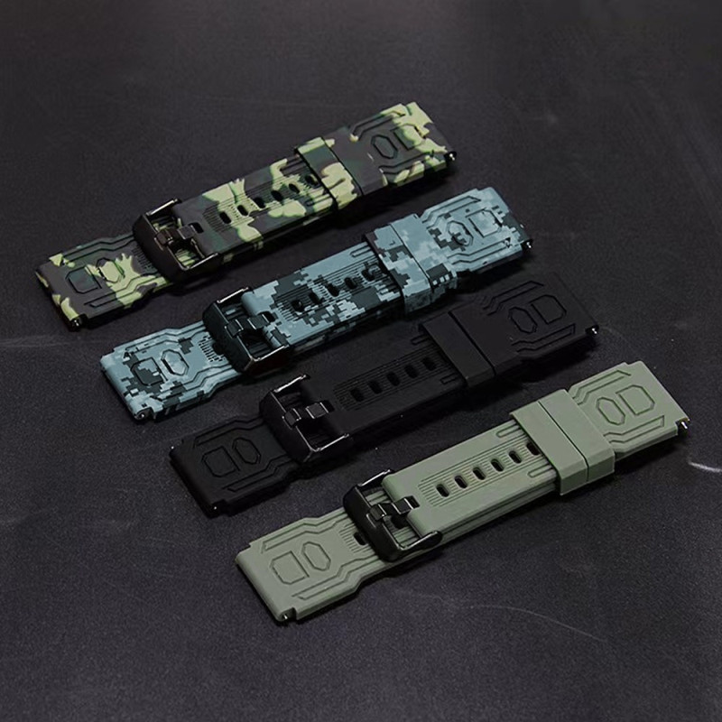 Armbånd til Garmin Fenix 7 / 7 Pro / 6 / 5 22 mm Silikone - Camouflage Grøn