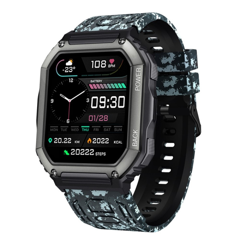 Ranneke Garmin Fenix 7 / 7 Pro / 6 / 5 22 mm silikonille - Naamiointi musta