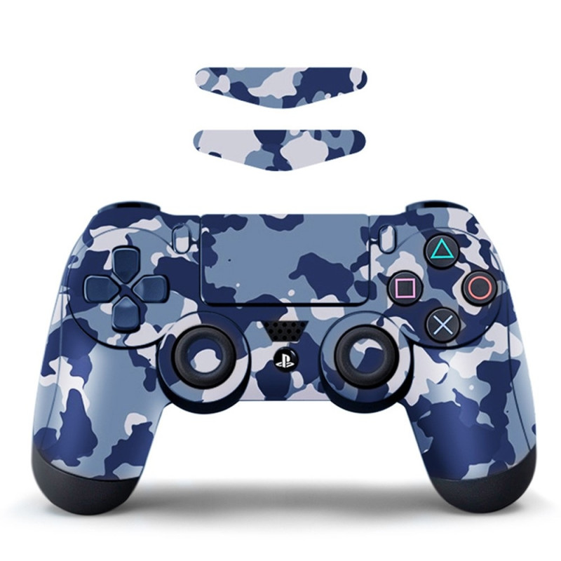 Til Sony PS4 / PS4 Slim Game Controller Decal Aftagelig - Blå Camouflage
