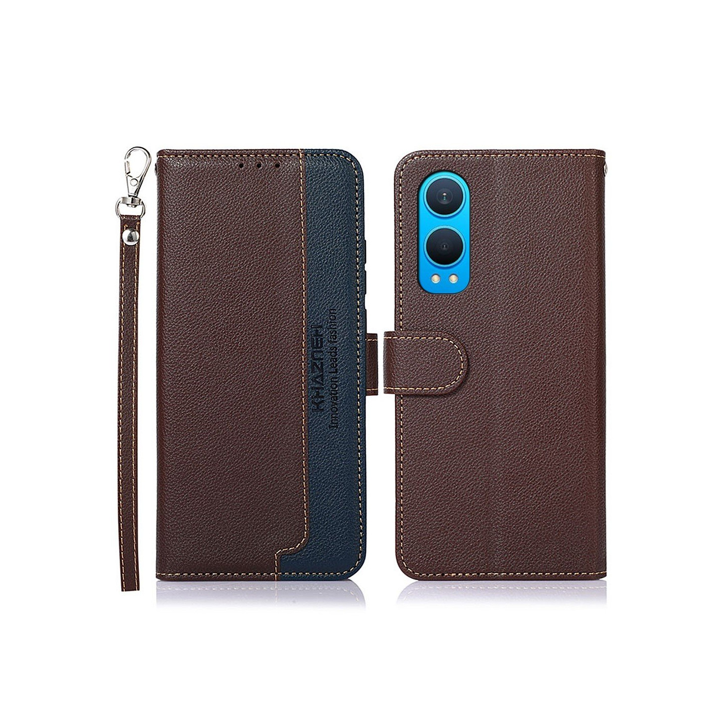 KHAZNEH OnePlus Nord CE4 Lite Lommebok - deksel - Brun/Blå