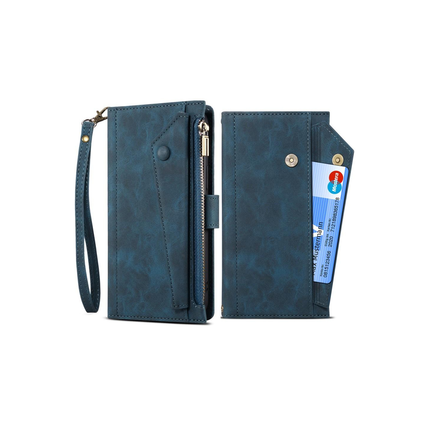 ESEBLE Zipper Phone Cover Case Strap for Google Pixel 6a - Blue