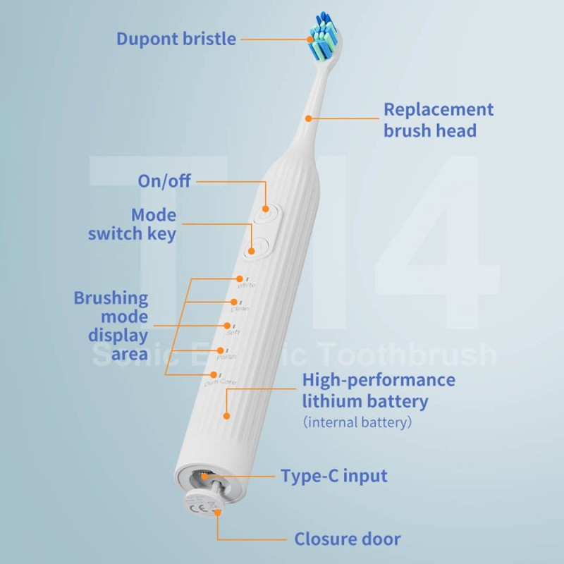 Elektrisk tannbørste vanntett oppladbare 8 børstehoder - rosa