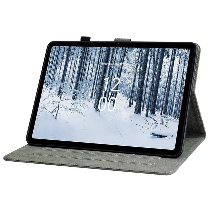 Til Nokia T21 Taske Imprintet Cute Tiger Tablet Cover Kortholder - Brun