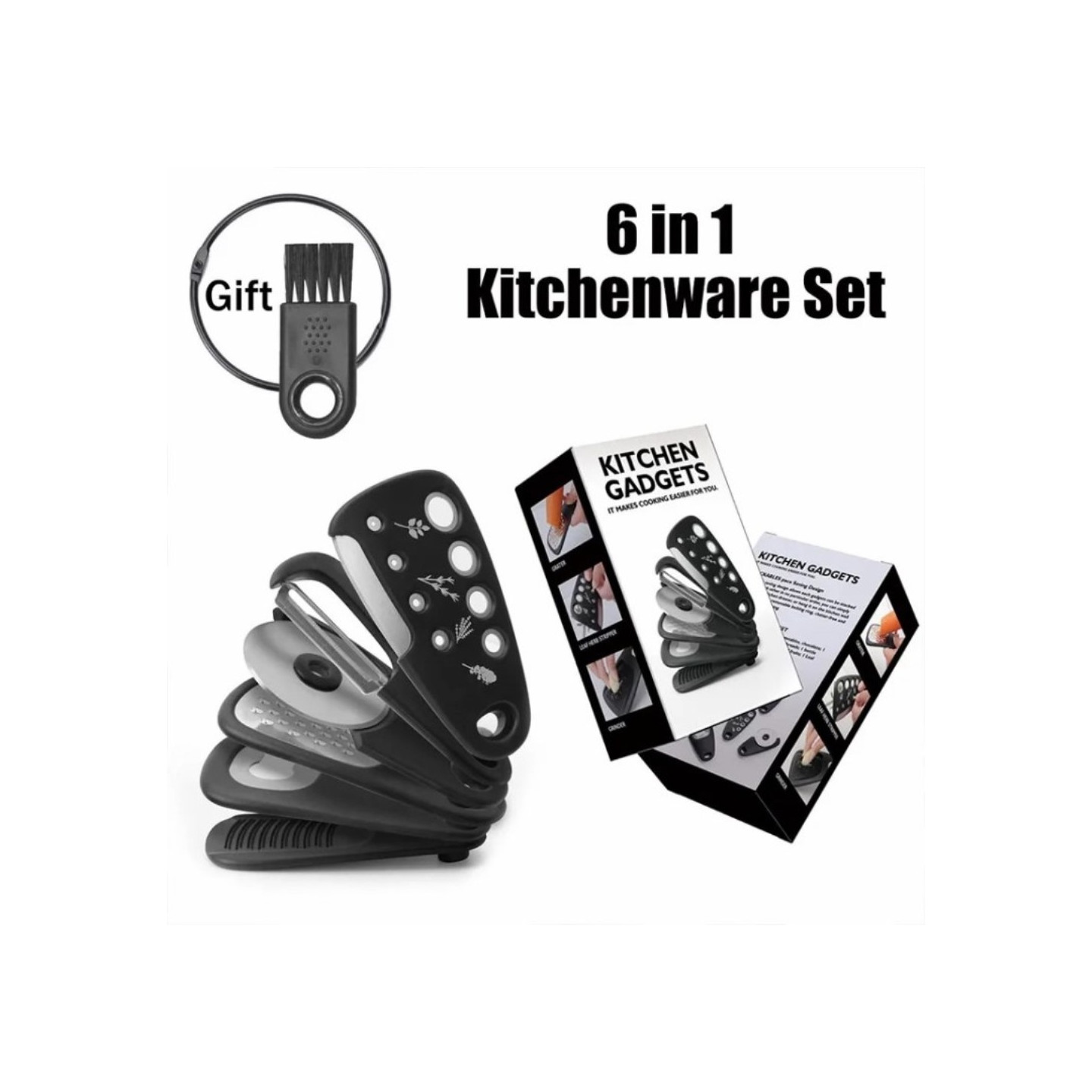 6 - in - 1 Pizza Cutter Can Opener Garlic Measurer Peeler etc