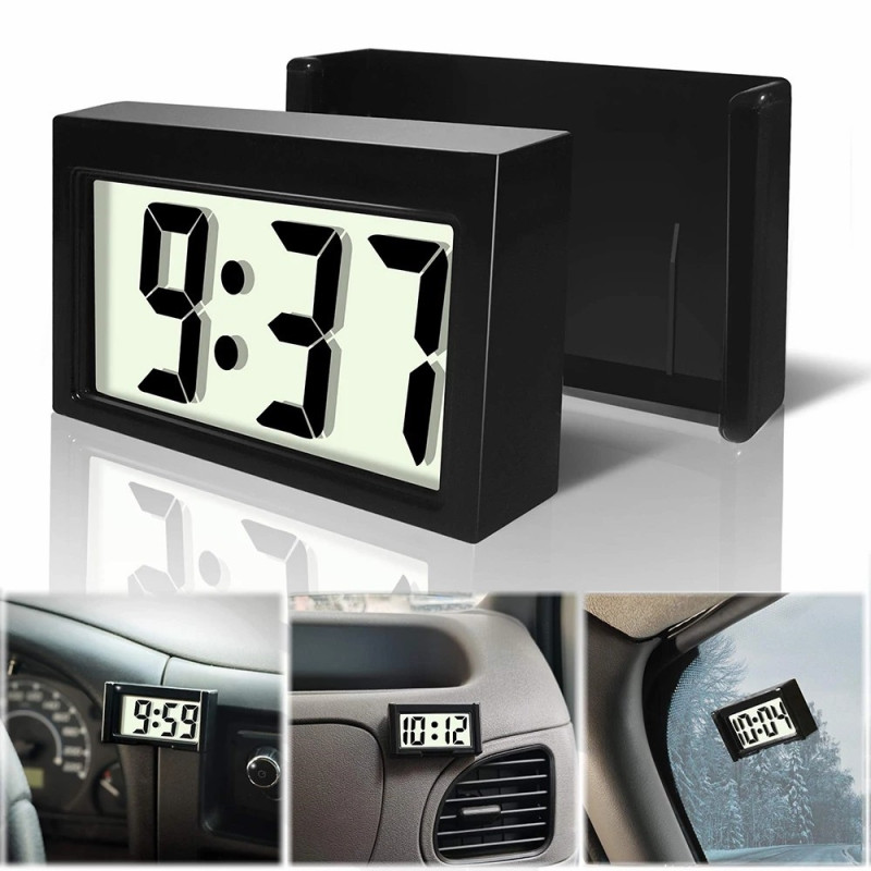 Mini Portable Simple Quiet Digital Clock Car Home Electronic - White