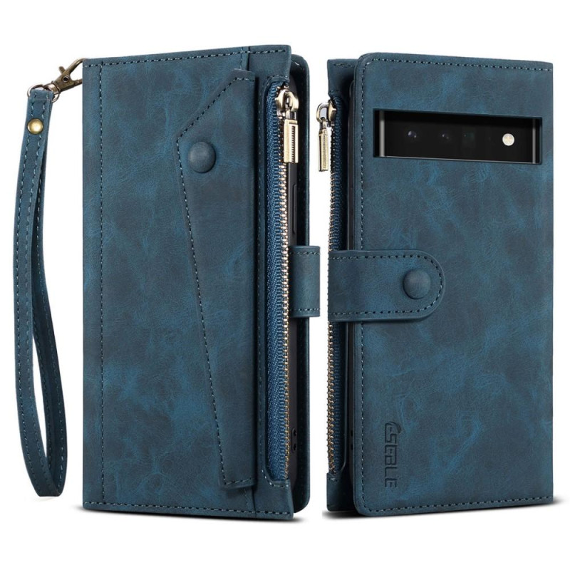 ESEBLE Zipper Phone Cover Case Strap for Google Pixel 6a - Blue